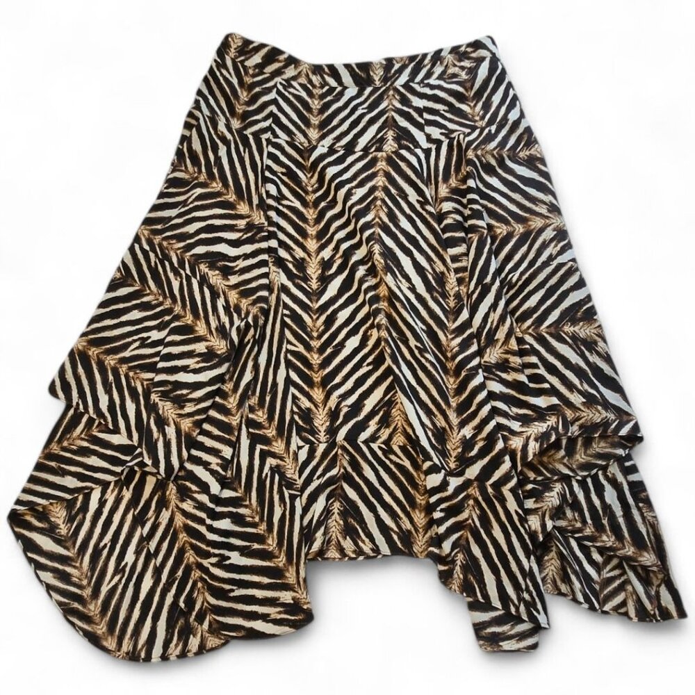 Calvin Klein Animal Print Skirt Fully Lined Chiffon Handkerchief High Low Hem 16 - Picture 3 of 10